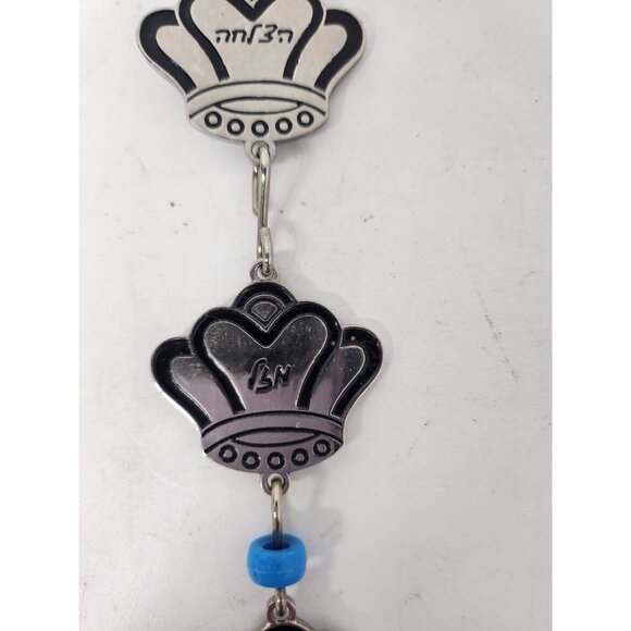 Vintage Hamsa Hand Wall Decor Metal With Crown And Beads Hanging Hebrew Judaic - Picture 6 of 6